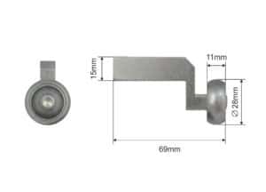 Rolka dolna drzwi roletowych łamana 0525060